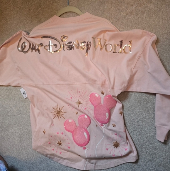 Disney Tops - DISNEY PARKS 2024 DISNEY PINK SEQUINS MICKEY BALLOON SPIRIT JERSEY WOMEN XS NWT